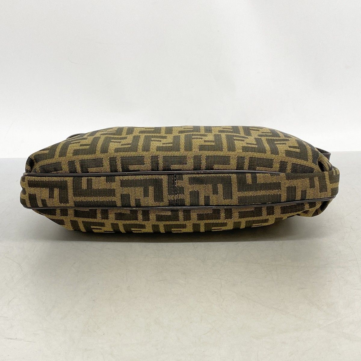 Fendi Shoulder Bag Zucca Nylon Canvas Brown Khaki Champagne Gold — view 3