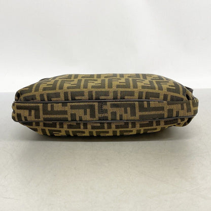 Fendi Shoulder Bag Zucca Nylon Canvas Brown Khaki Champagne Gold — view 3