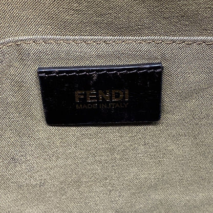 Fendi Shoulder Bag Zucca Nylon Canvas Brown Khaki Champagne Gold — view 5