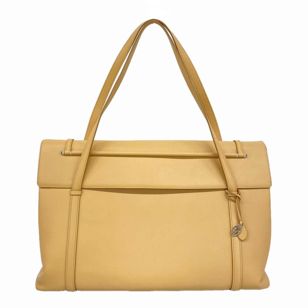 Cartier Tote Cabochon Leather Light Brown Silver