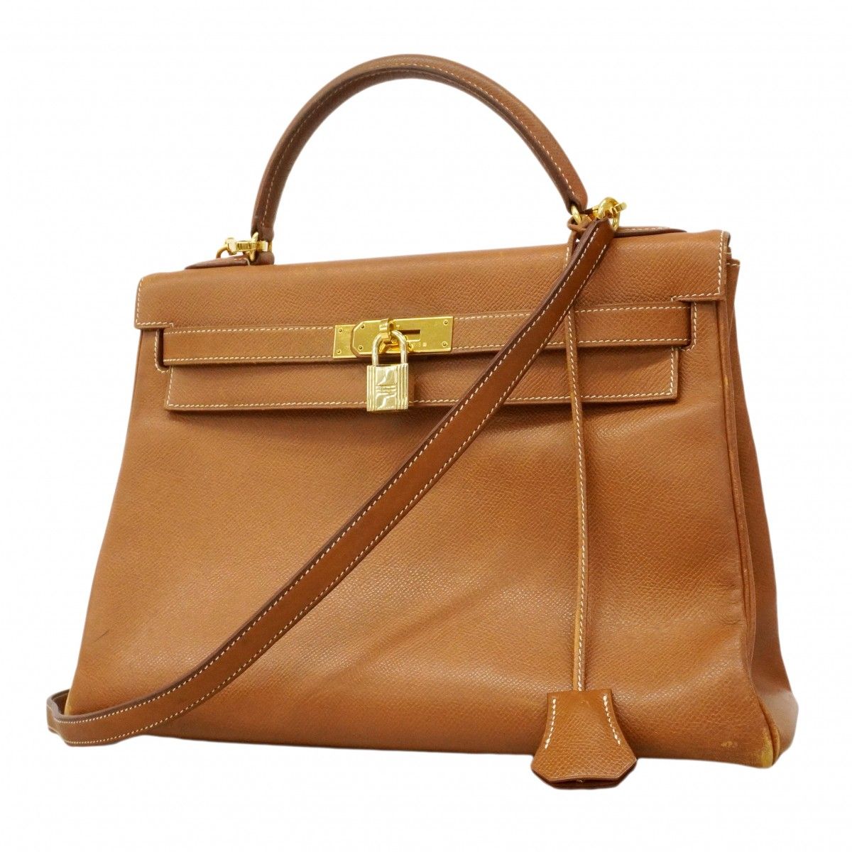 Hermes Handbag Kelly 32 Courchevel Gold 2-Way Bag