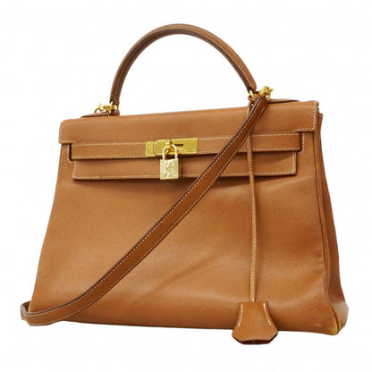 Hermes Handbag Kelly 32 Courchevel Gold 2-Way Bag