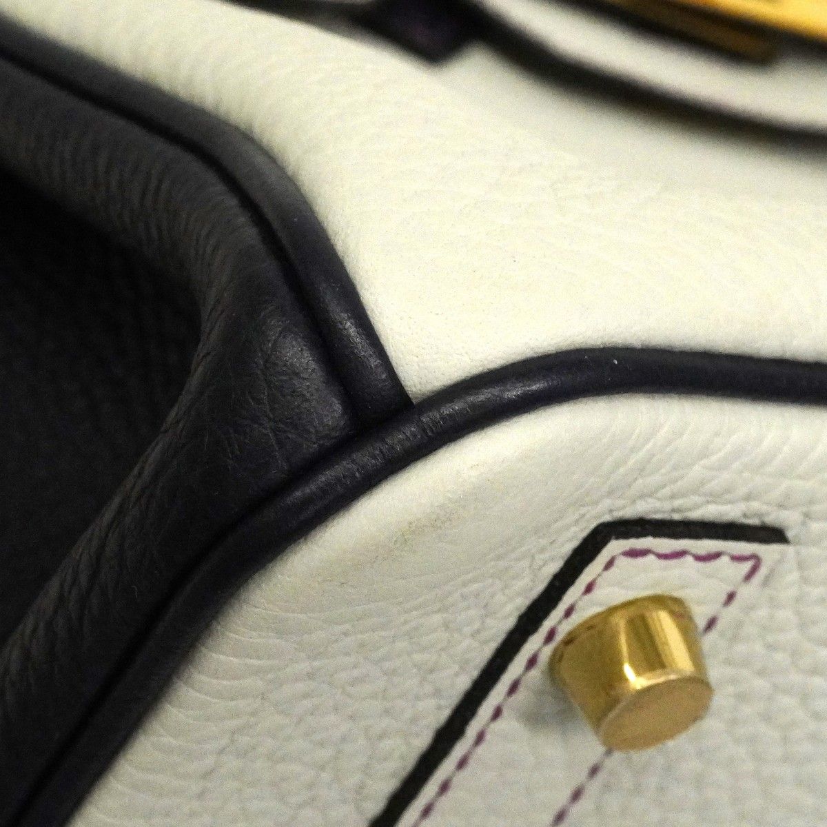 Hermes Handbag Birkin 30 Taurillon Clemence Purple Gray Blue Nuit Gold Special — view 7