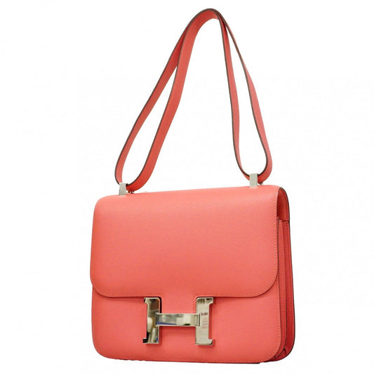 Hermes Shoulder Bag Constance 24 Ever Color Rose Azalea Silver