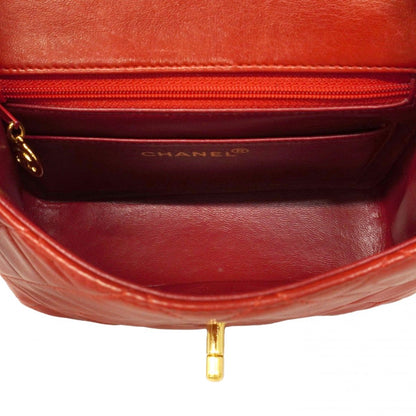 Chanel Shoulder Bag Mini Quilted Lambskin Red Gold — view 4