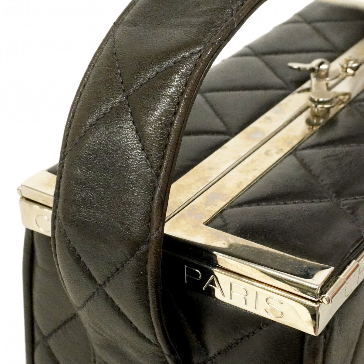 Chanel Handbag Quilted Lambskin Black Silver — view 9