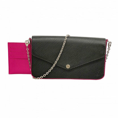 Louis Vuitton Shoulder Wallet Epi Pochette Felicie Noir Hot Pink Cles