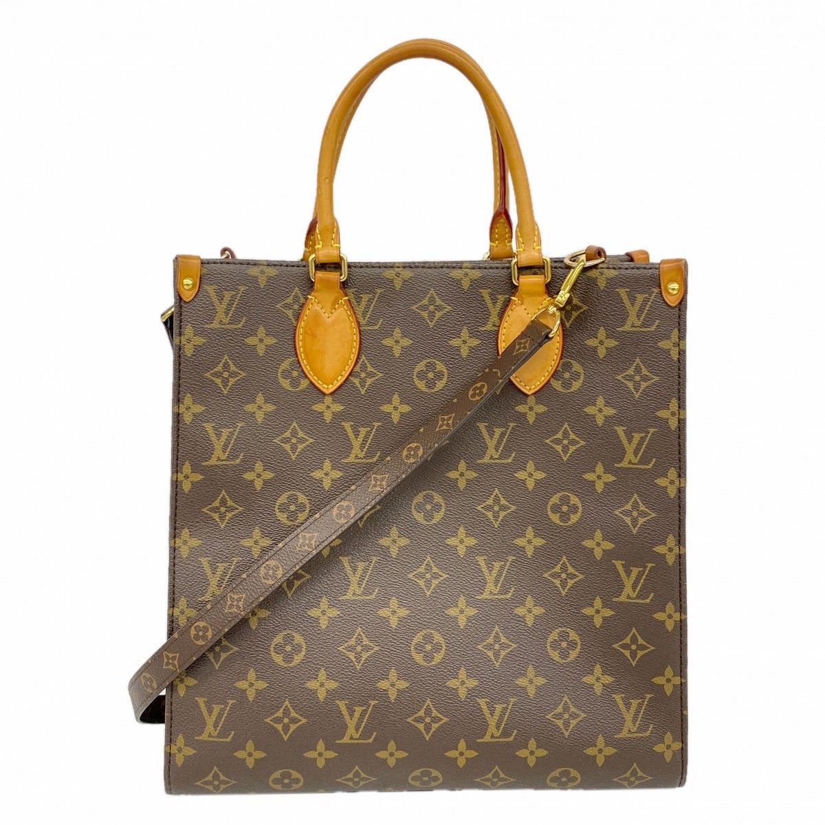 Louis Vuitton Handbag Monogram Sac Plat PM Brown 2-Way Bag