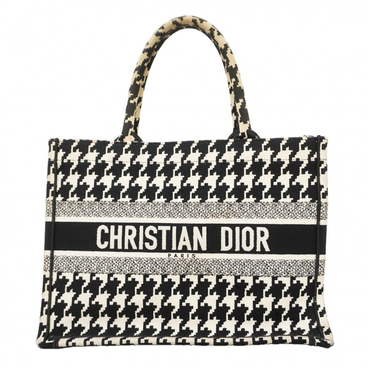 Dior Tote Book Canvas White Black Cles Diss