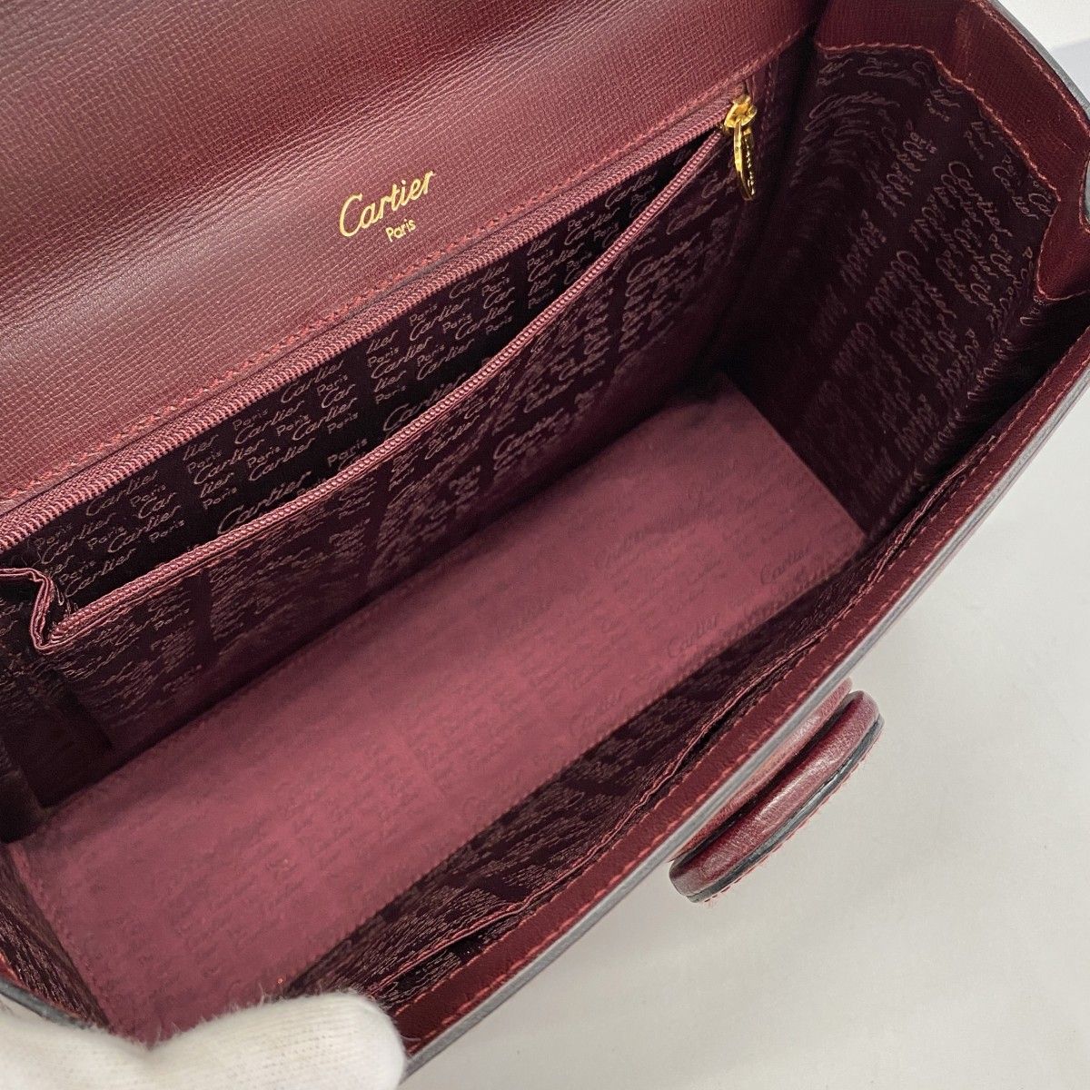 Cartier Handbag Must Leather Bordeaux Gold — view 4