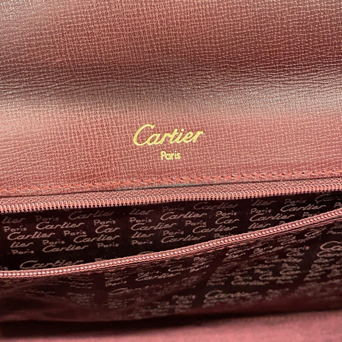 Cartier Handbag Must Leather Bordeaux Gold — view 5