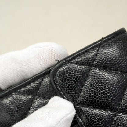 Chanel Trifold Wallet Quilted Caviar Leather Black Silver — view 6
