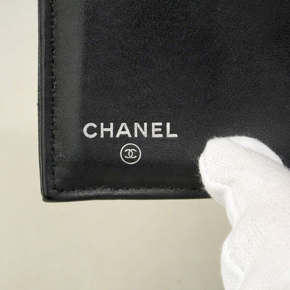 Chanel Trifold Wallet Quilted Caviar Leather Black Silver — view 5