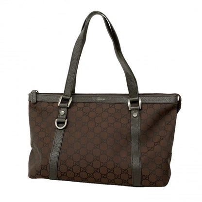Gucci Tote GG Nylon Brown Silver