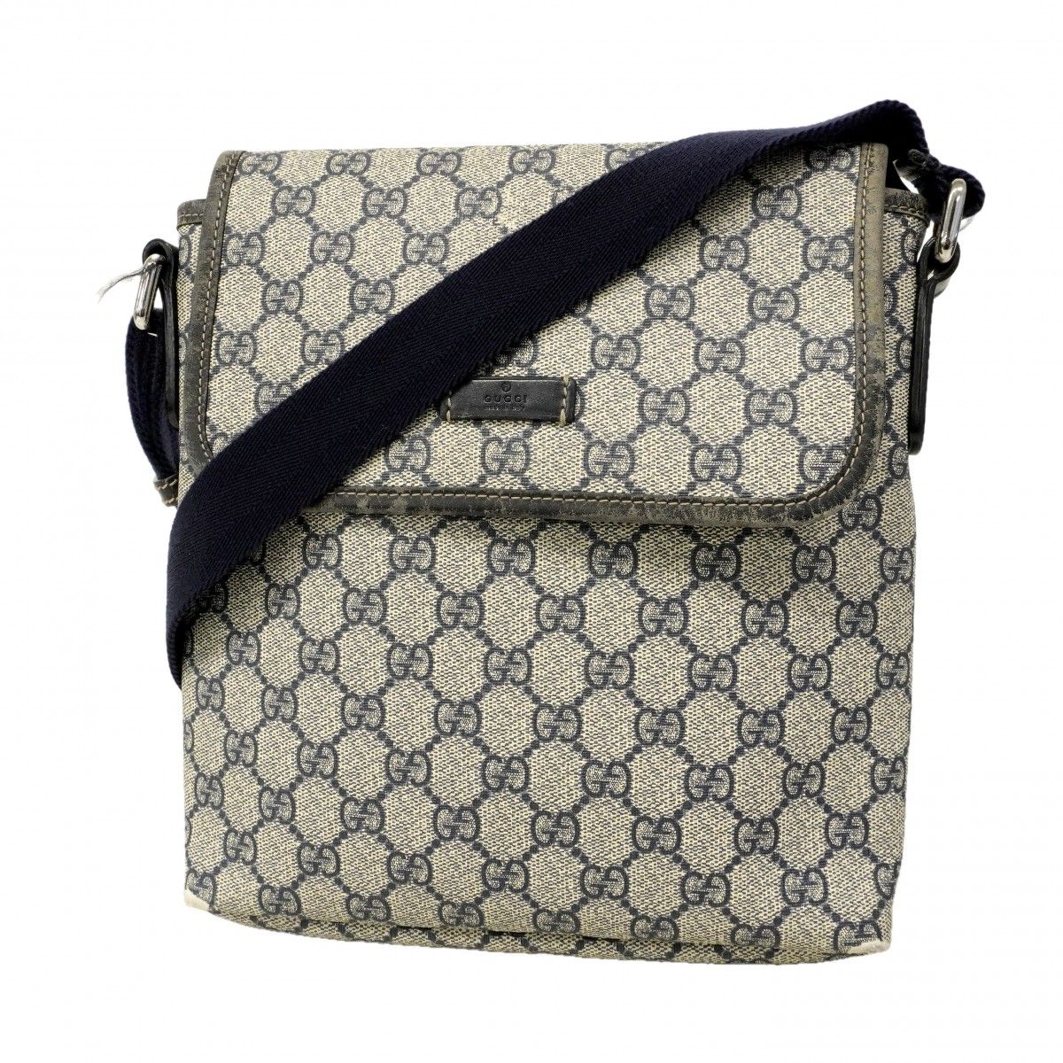Gucci Shoulder Bag GG Supreme Navy Silver