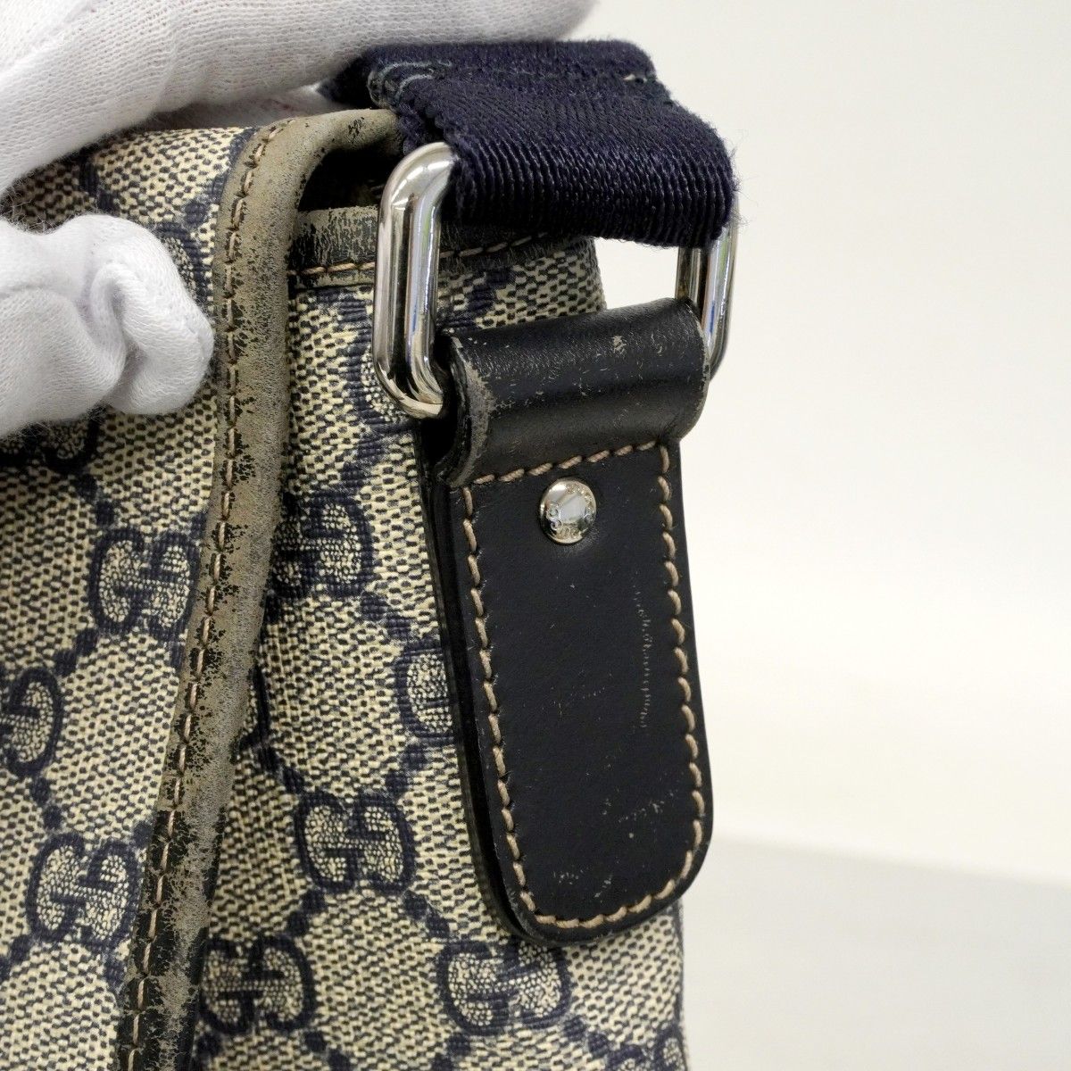 Gucci Shoulder Bag GG Supreme Navy Silver — view 9