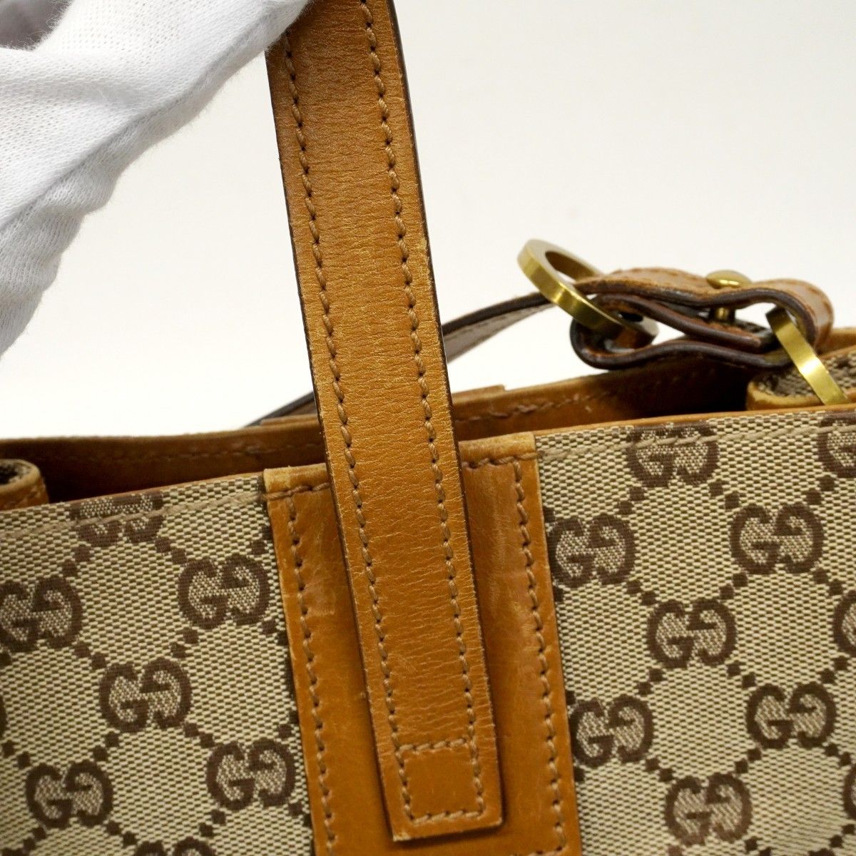 Gucci Shoulder Bag GG Canvas Brown Gold — view 9