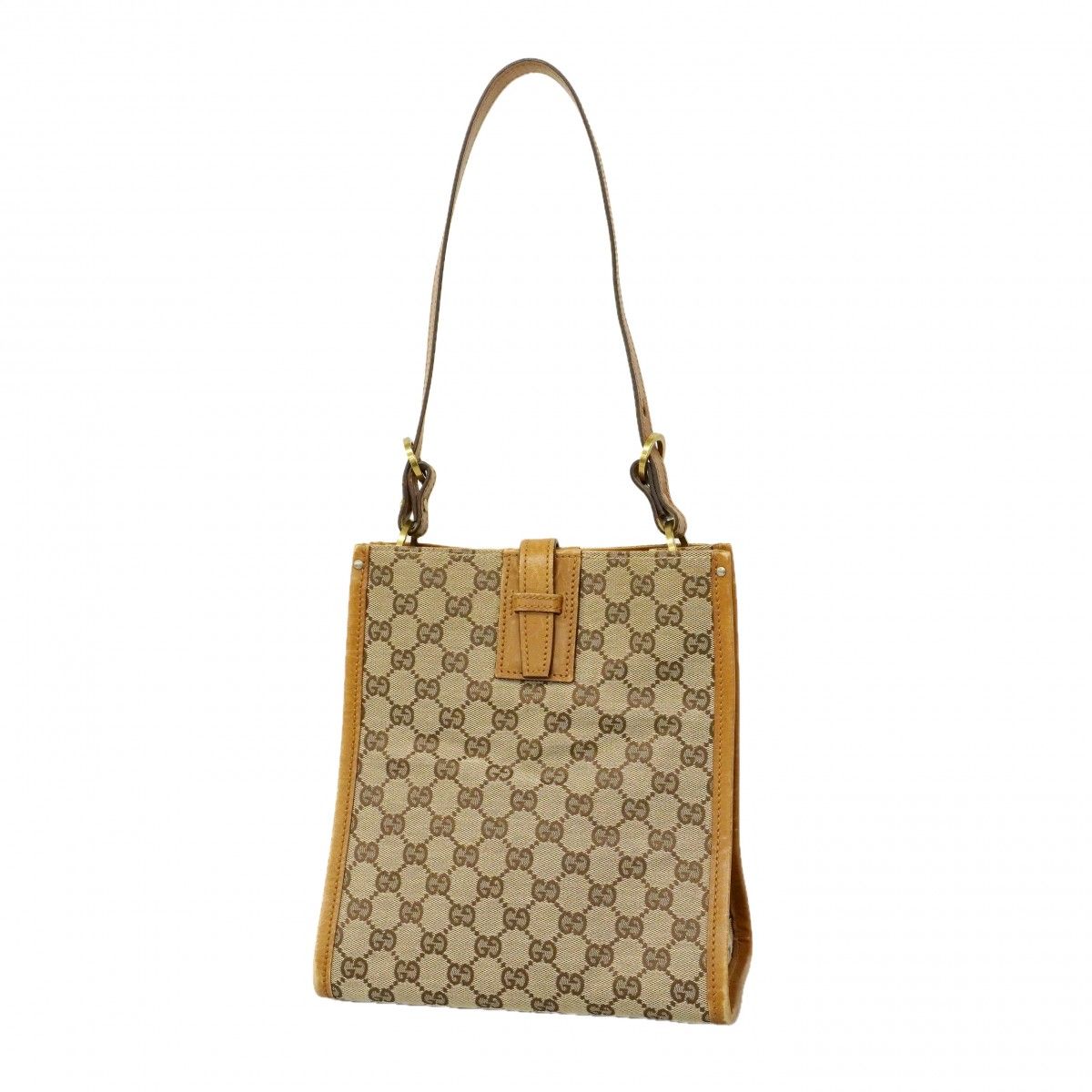 Gucci Shoulder Bag GG Canvas Brown Gold