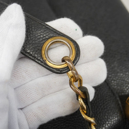 Chanel Shoulder Bag Caviar Leather Black Gold — view 9