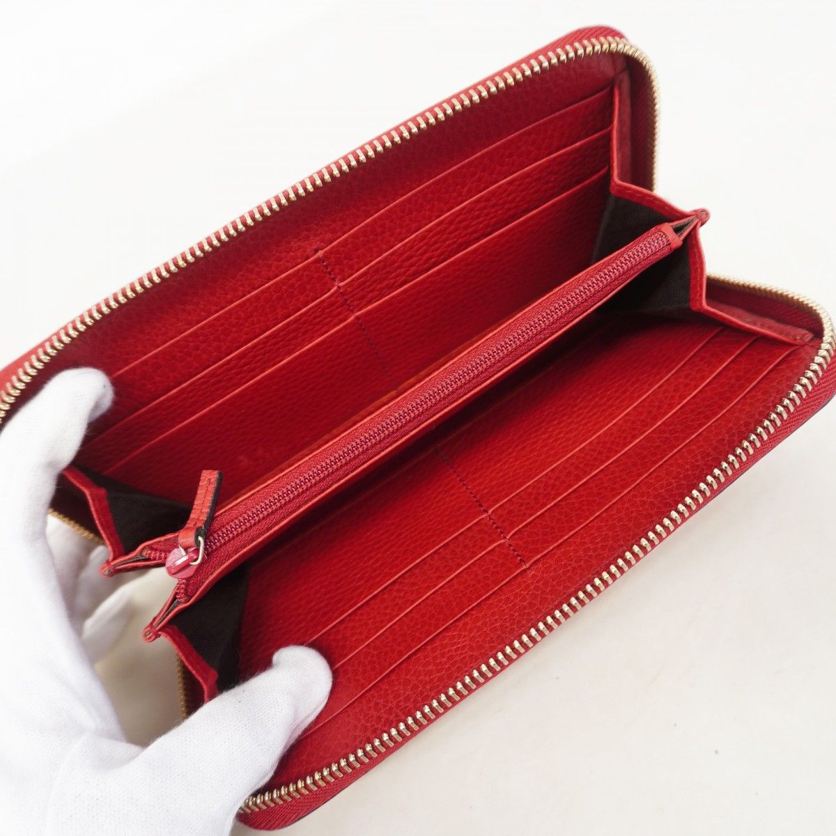 Gucci Wallet Interlocking Leather Red Gold — view 3