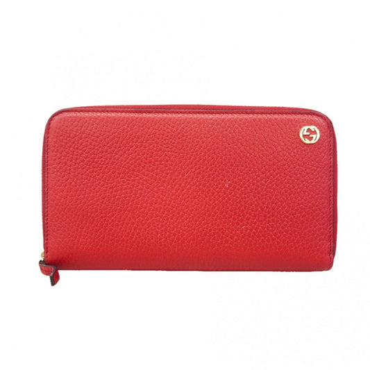 Gucci Wallet Interlocking Leather Red Gold