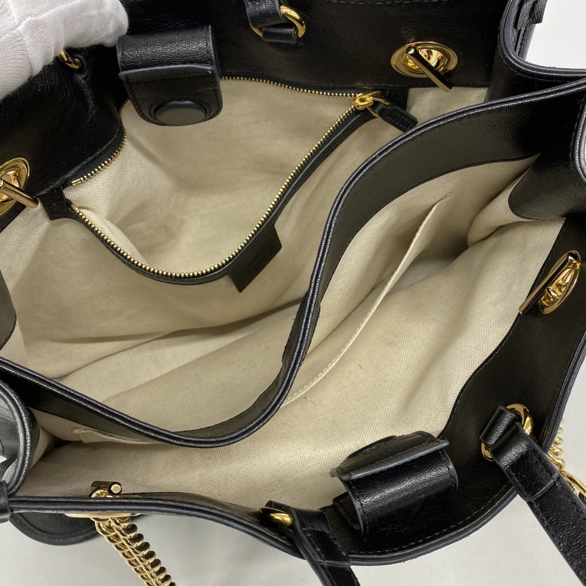 Gucci Tote Horsebit Leather Black Gold 2-Way — view 4