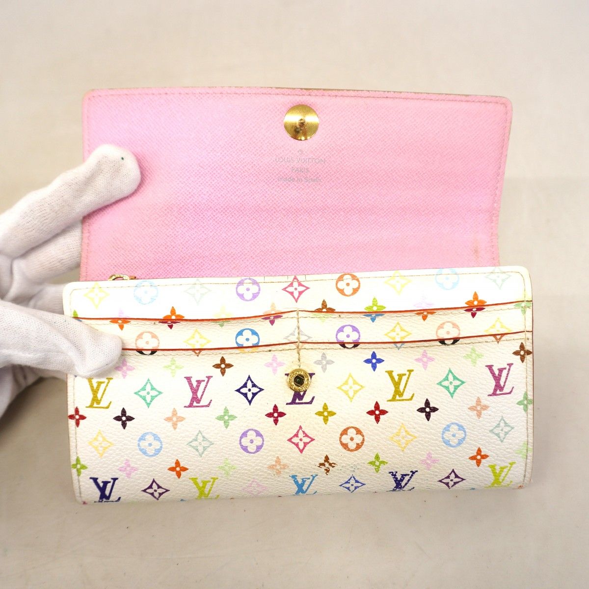Louis Vuitton Wallet Monogram Multicolor Portefeuille Sarah Blanc Rich — view 9