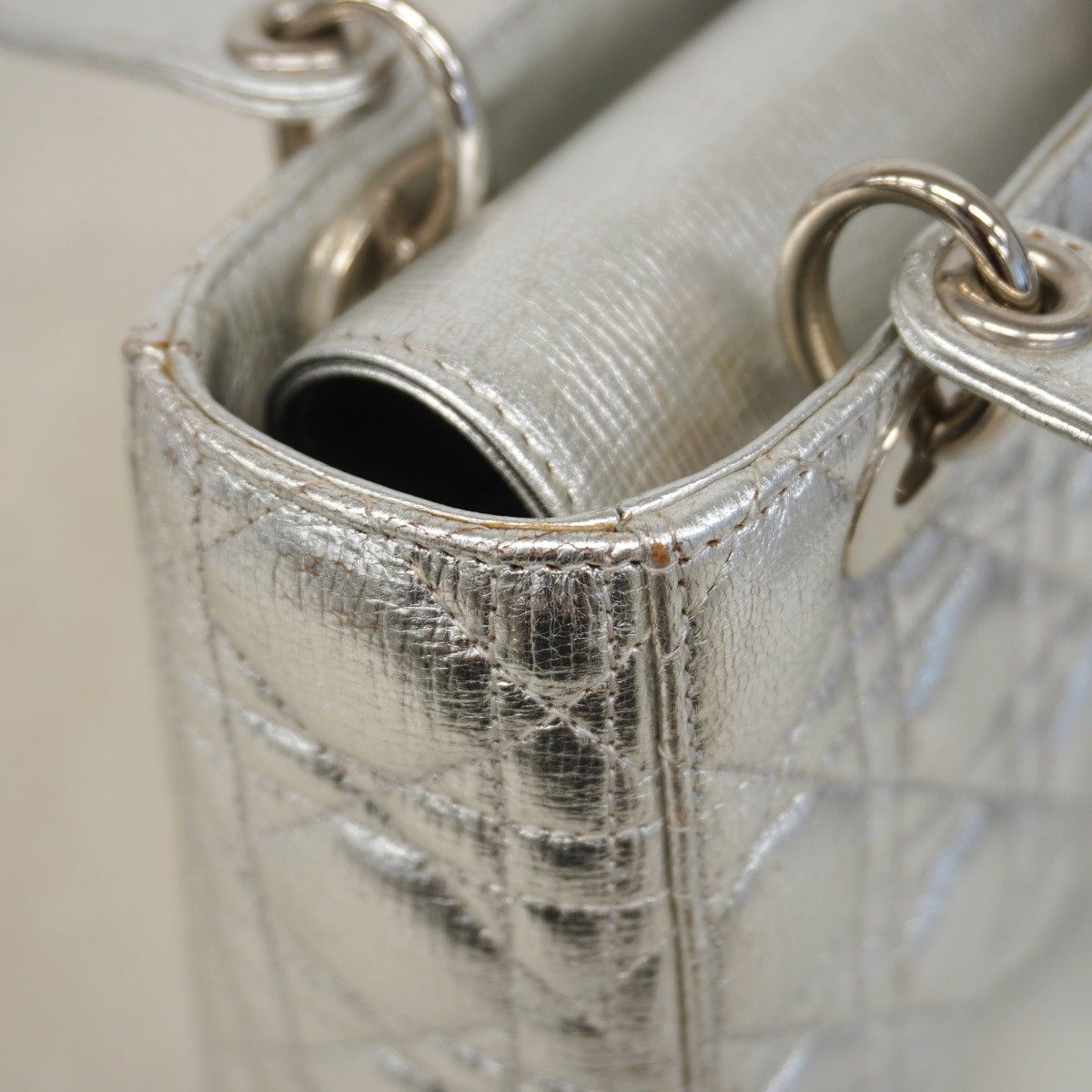Dior Handbag Cannage Leather Silver — view 8