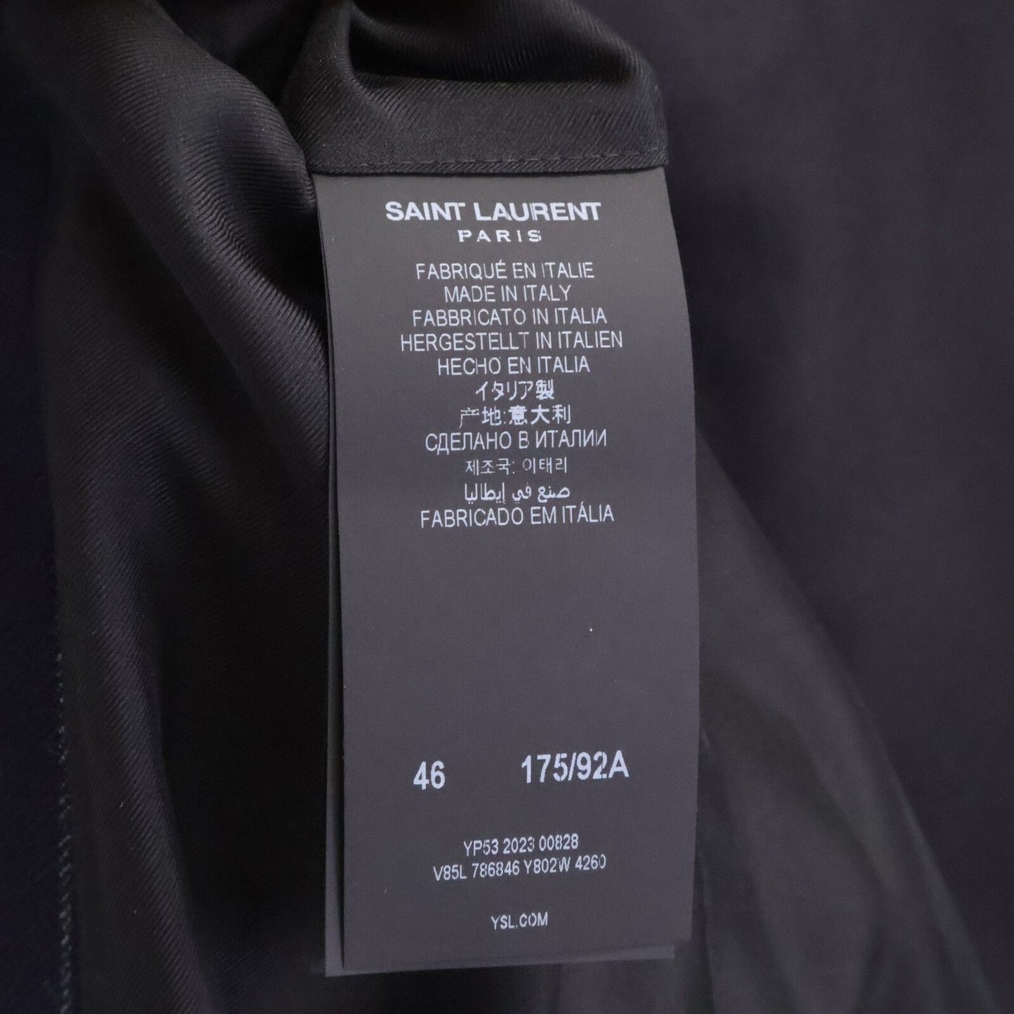 Saint Laurent Paris Striped Shoulder Padded Peak Lapel Double Jacket 46 — view 6