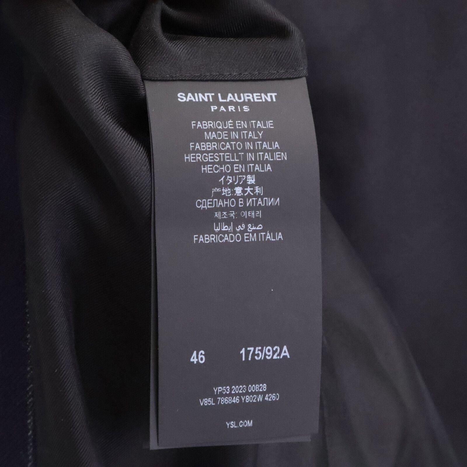 Saint Laurent Paris Striped Shoulder Padded Peak Lapel Double Jacket 46 — view 6