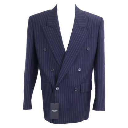 Saint Laurent Paris Striped Shoulder Padded Peak Lapel Double Jacket 46