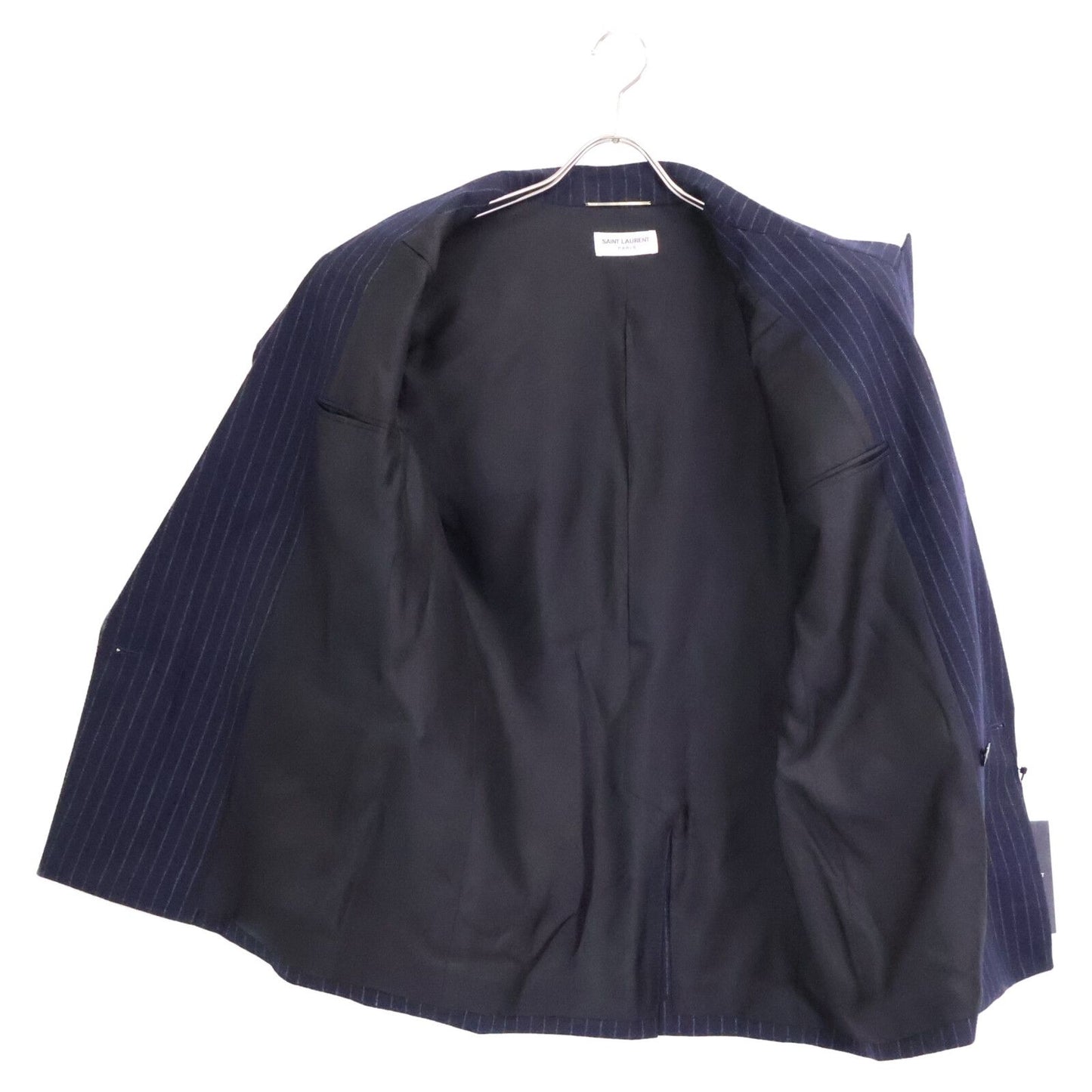 Saint Laurent Paris Striped Shoulder Padded Peak Lapel Double Jacket 46 — view 4