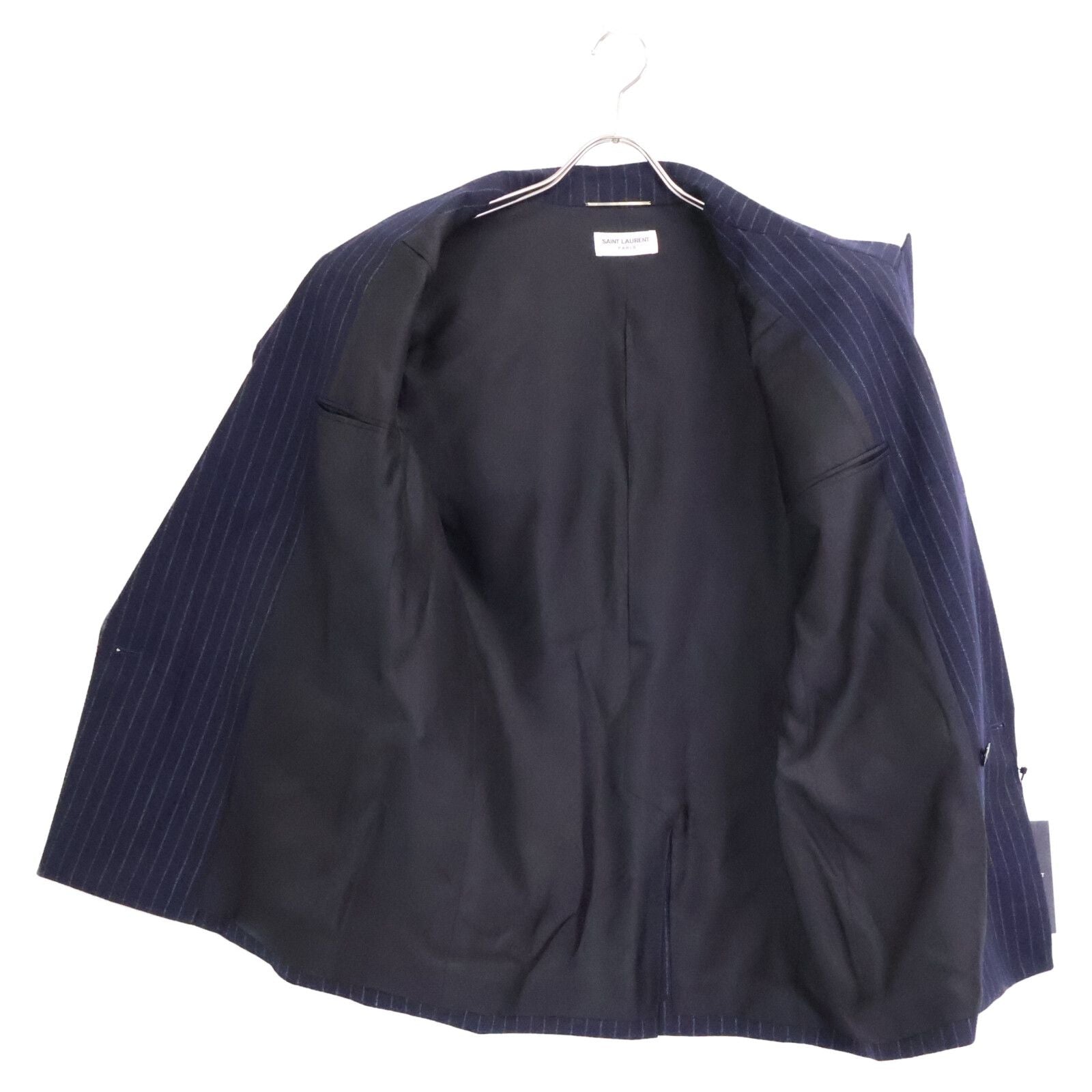 Saint Laurent Paris Striped Shoulder Padded Peak Lapel Double Jacket 46 — view 4