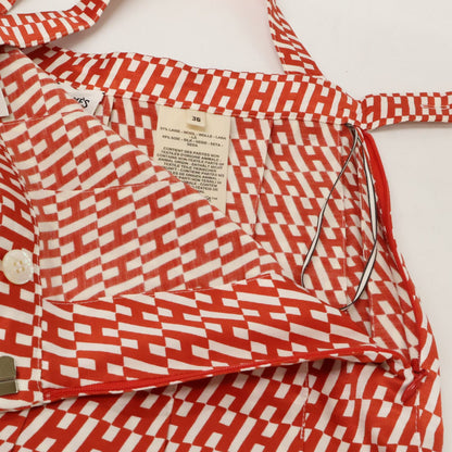 Hermes Wool Silk All Over Pattern Belted Tuck 36 Dress — view 5
