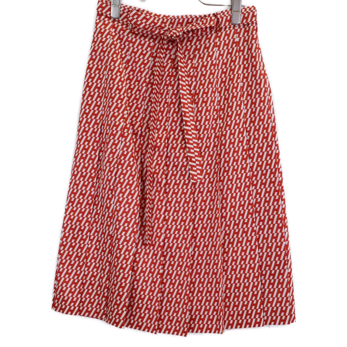 Hermes Wool Silk All Over Pattern Belted Tuck 36 Dress
