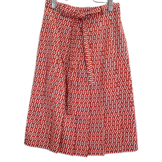 Hermes Wool Silk All Over Pattern Belted Tuck 36 Dress