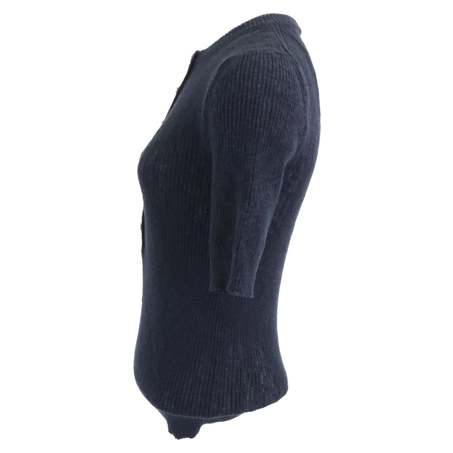 Chanel Cocobichi Coco Button Short Sleeve Cotton Knit 34 Sweater — view 2