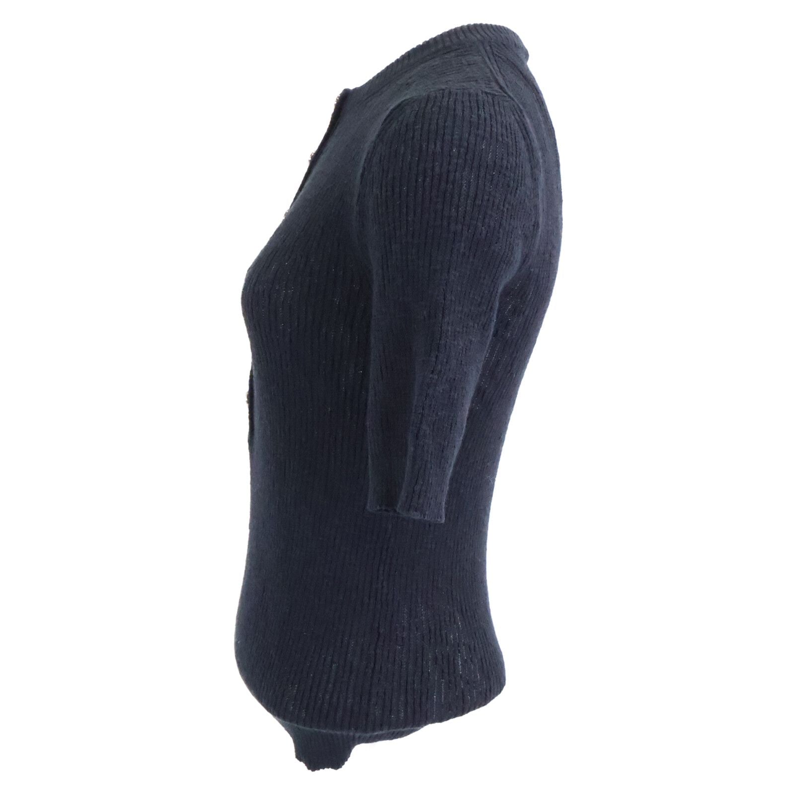 Chanel Cocobichi Coco Button Short Sleeve Cotton Knit 34 Sweater — view 2