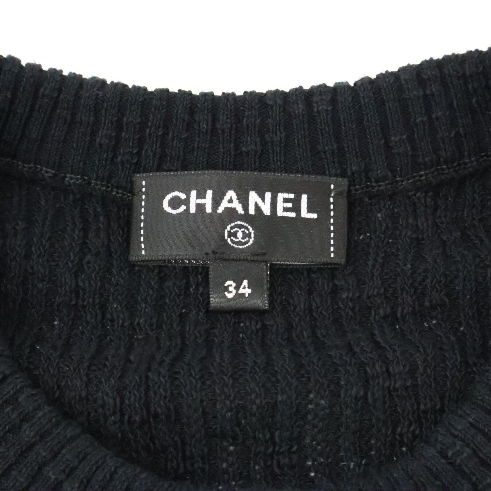Chanel Cocobichi Coco Button Short Sleeve Cotton Knit 34 Sweater — view 4