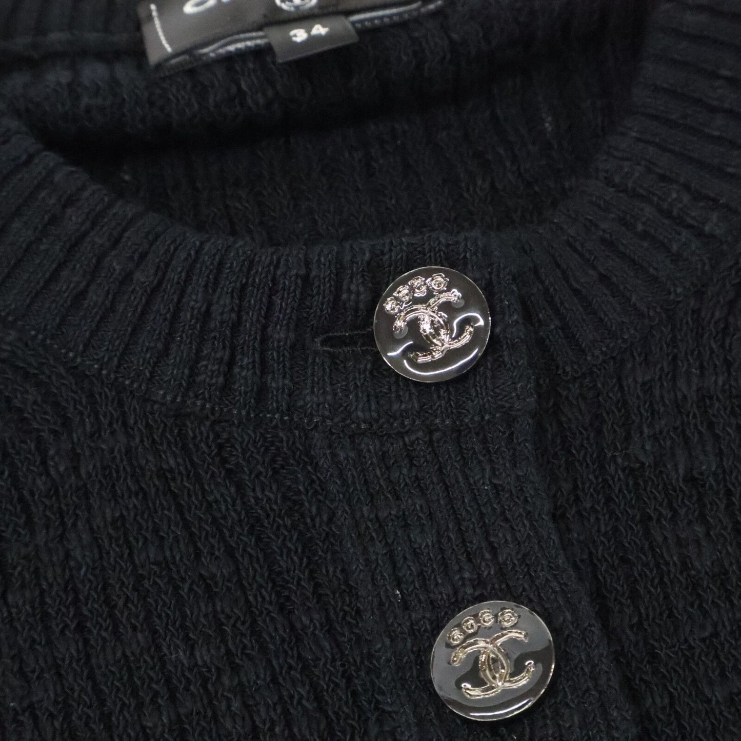 Chanel Cocobichi Coco Button Short Sleeve Cotton Knit 34 Sweater — view 9