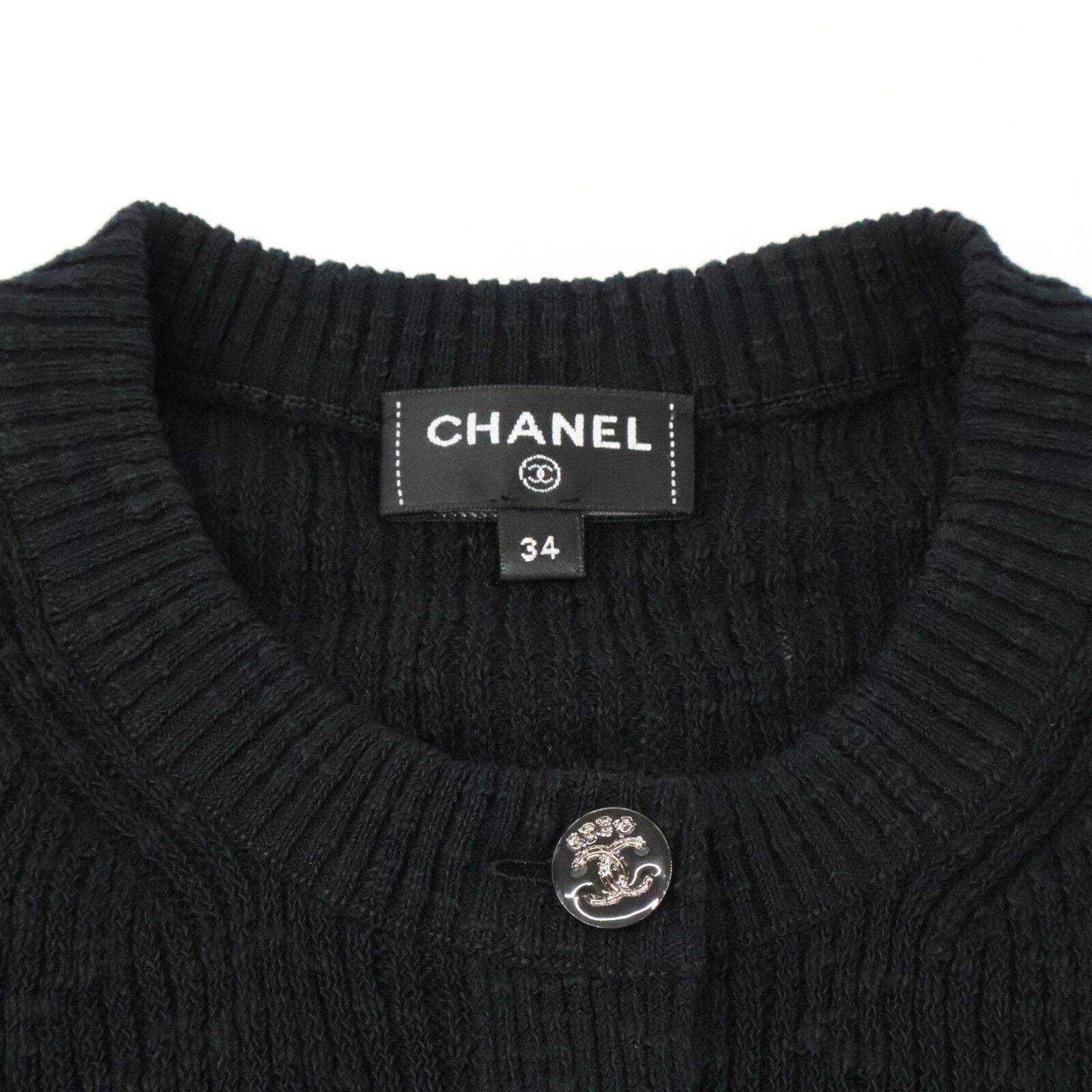 Chanel Cocobichi Coco Button Short Sleeve Cotton Knit 34 Sweater — view 7
