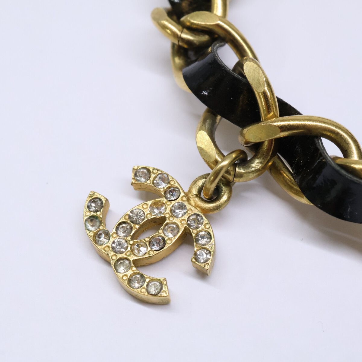 Chanel Gold Black Patent Tape Choker Necklace — view 8