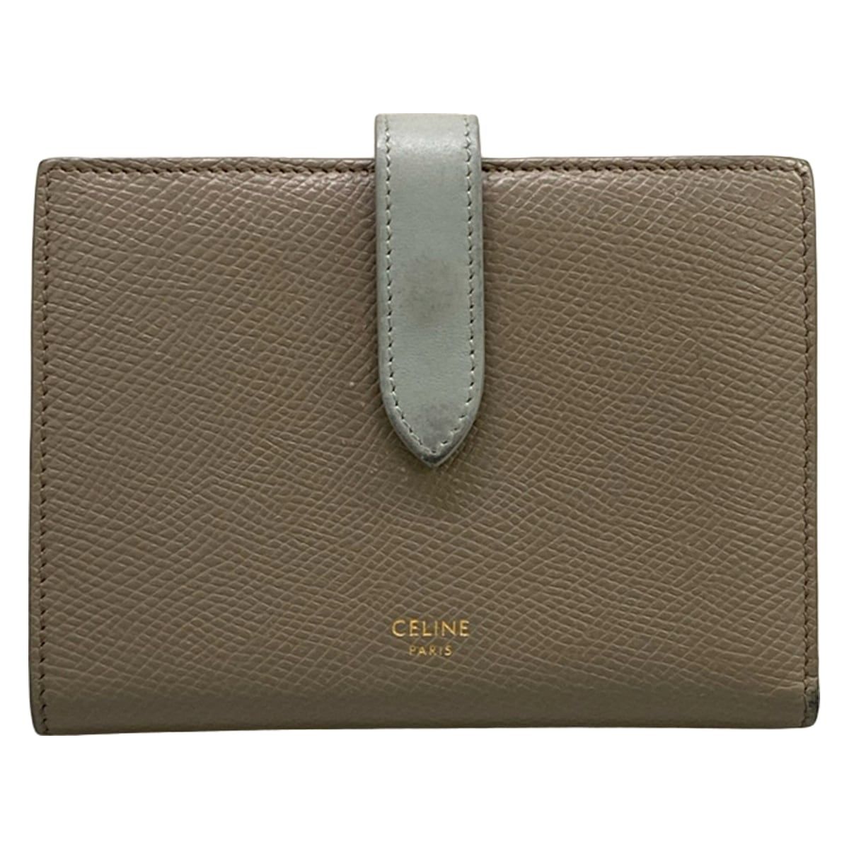 Celine Bifold Wallet Strap Pebble Mineral