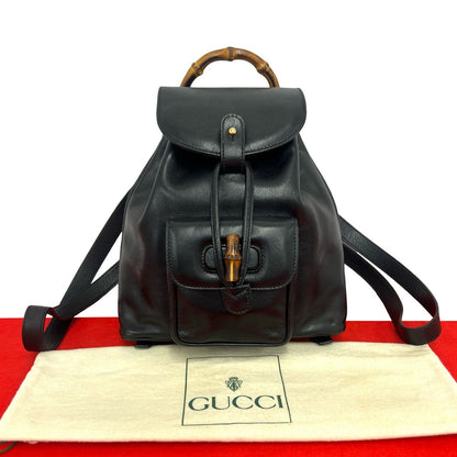 Gucci Vintage Bamb Leather Mini Backpack Black
