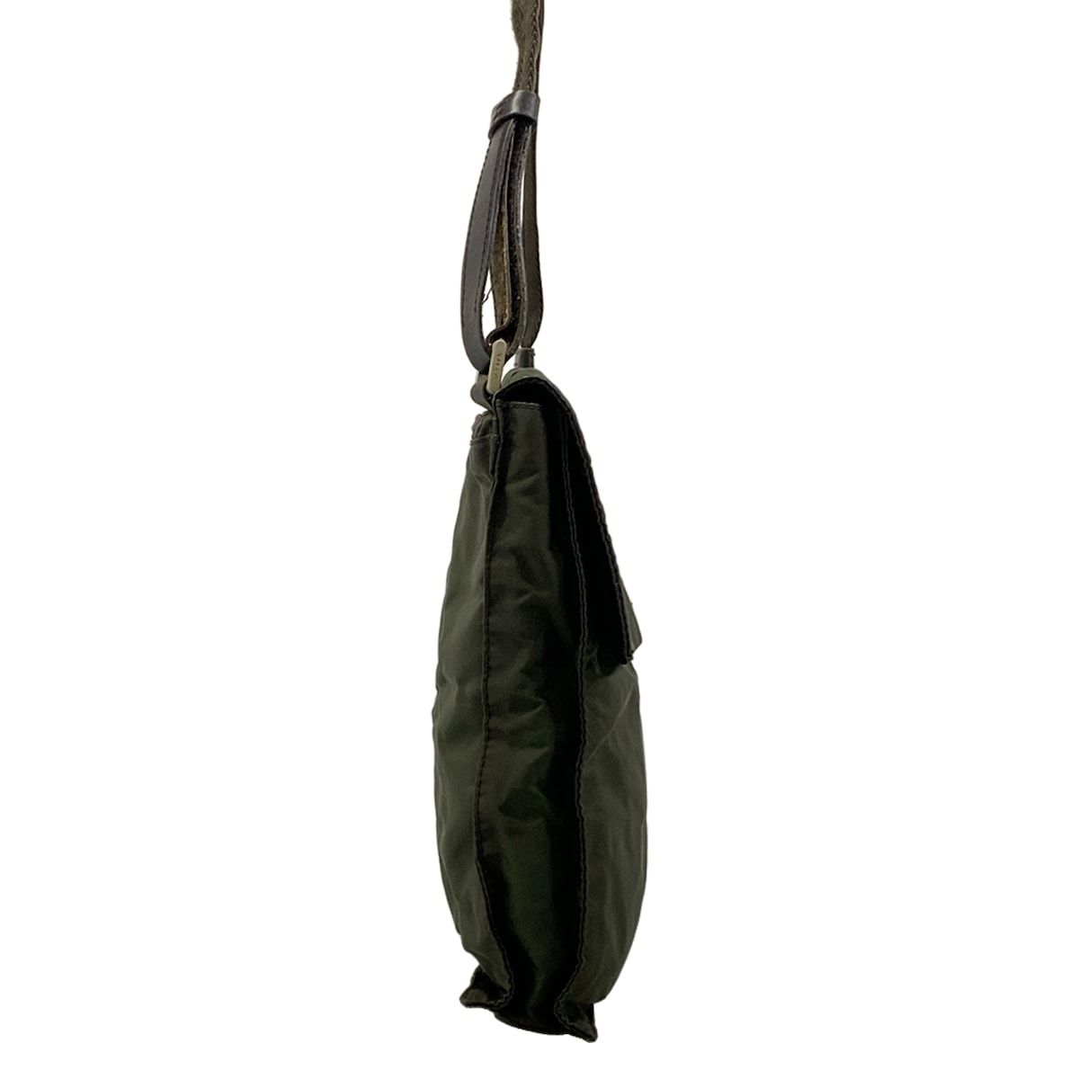 Prada Shoulder Bag Dark Green Dark Brown Crossbody Leather — view 2