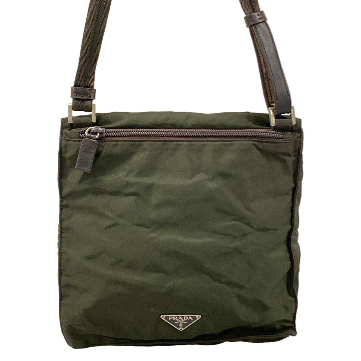Prada Shoulder Bag Dark Green Dark Brown Crossbody Leather — view 3