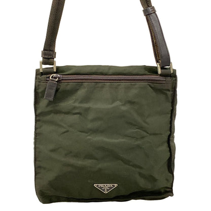 Prada Shoulder Bag Dark Green Dark Brown Crossbody Leather — view 3