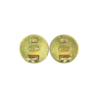 Chanel Vintage CC Logo Black Gold Plated Earrings 94 — view 4