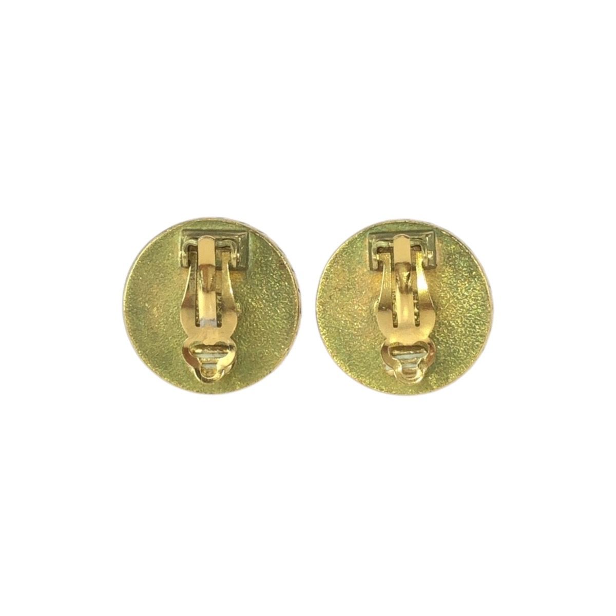 Chanel Vintage CC Logo Black Gold Plated Earrings 94 — view 2