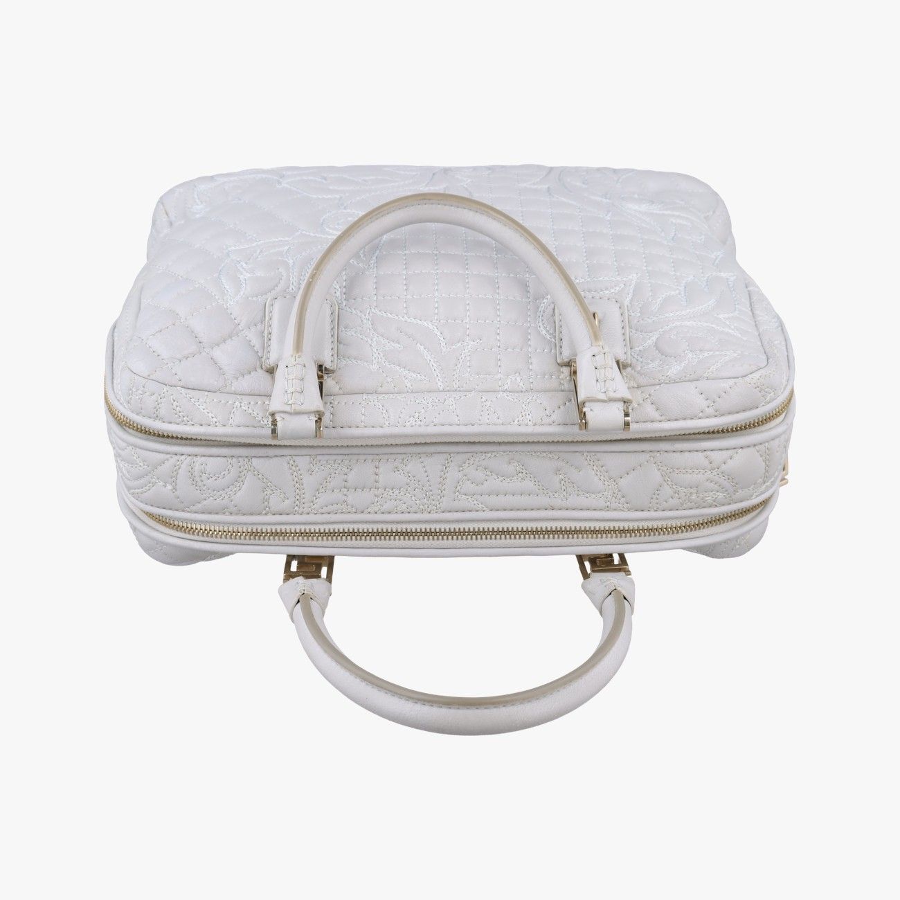 Versace Vanitas Studs Gray Leather Messenger Bag — view 8
